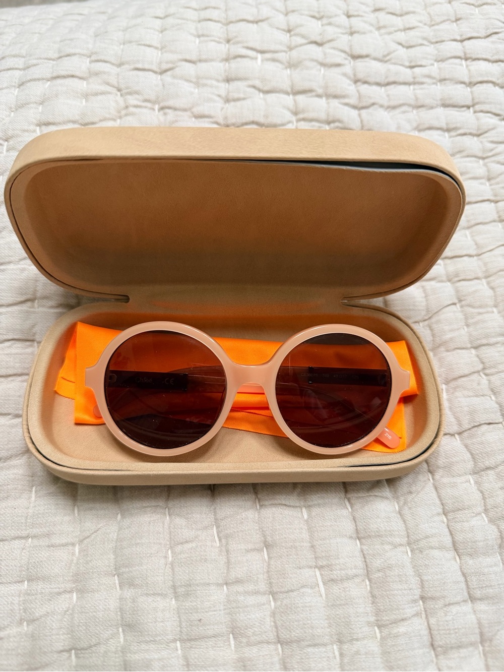 Chloe Kids Round Light Pink Frame Sunglasses with Brown Lenses